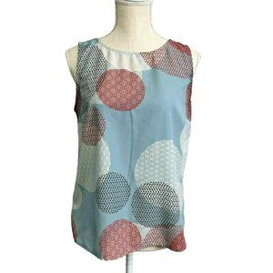 Renee C Women's Size Medium Linscott Split Back Multi-Color Sleeveless Blouse B2